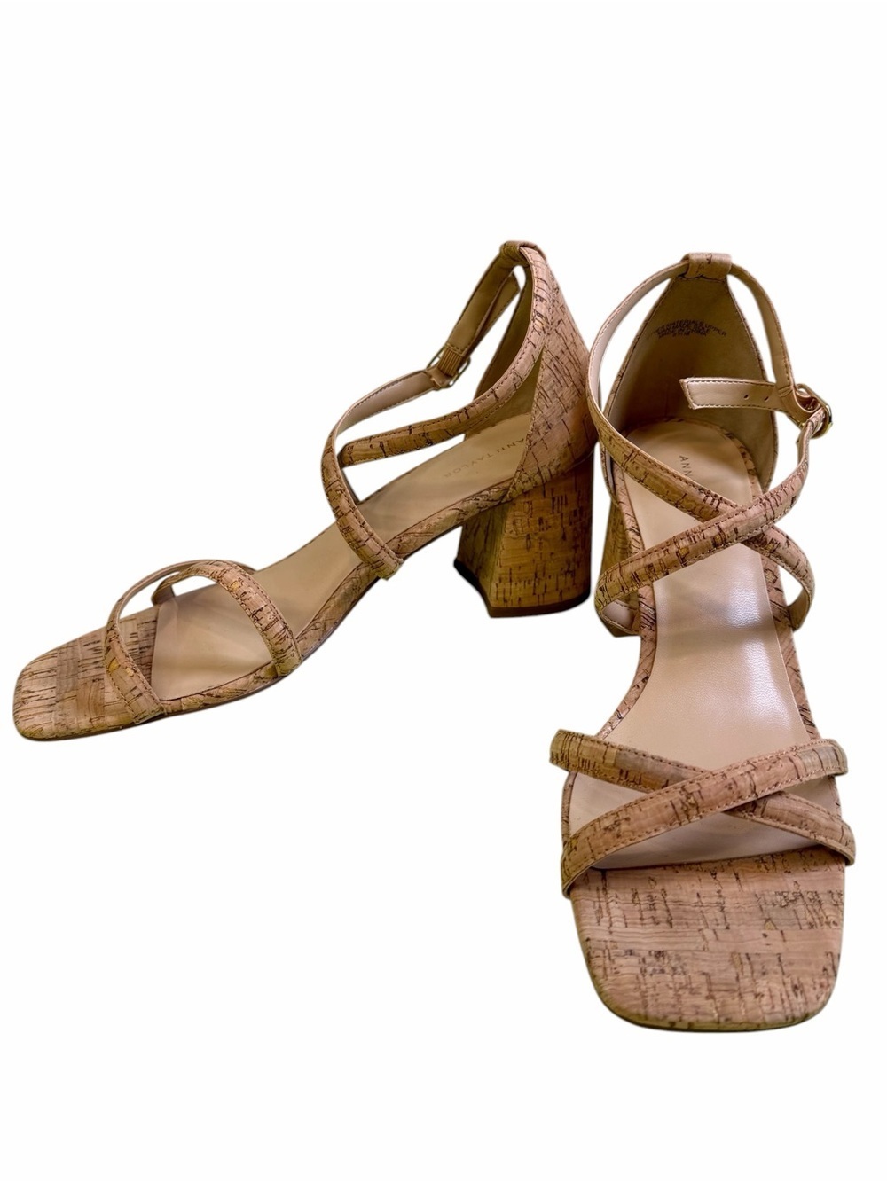 Ann Taylor Strappy Cork-Look Tan Women's Sandals Size 8.5